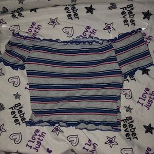 Off the shoulder strip crop top